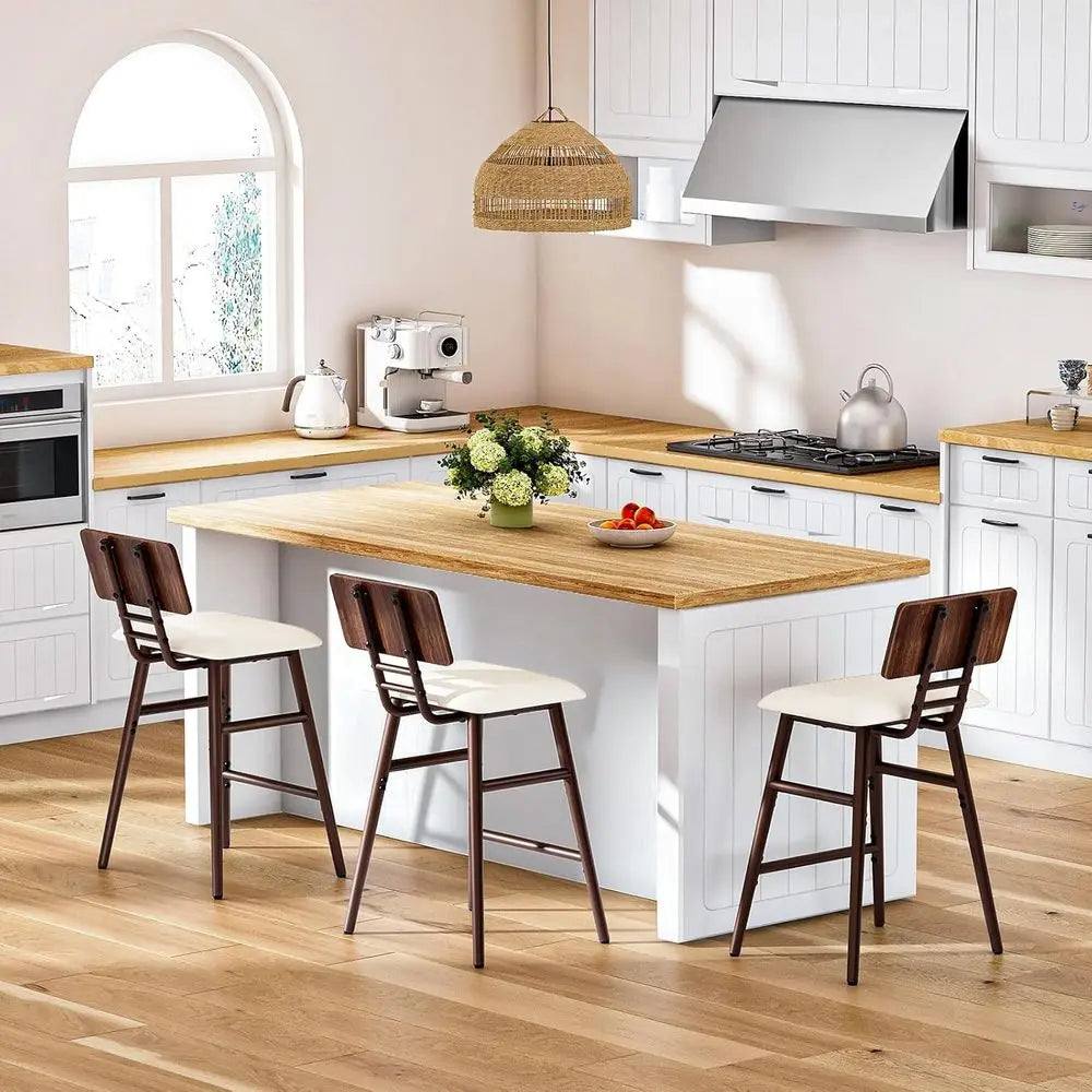 Bar Stools, Set o 2 Barstools, Bar Chairs with ootrests, Rattan Bar Stools, Bar Chairs with Backrests, or Dining Room, Kitchen,