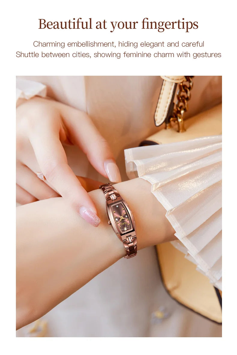 OLEVS 5501 Women Watch Fashion Tungsten Steel Brand Luxury Waterproof Watch Elegant Rose Gold Diamond Noble Women Quartz Watch