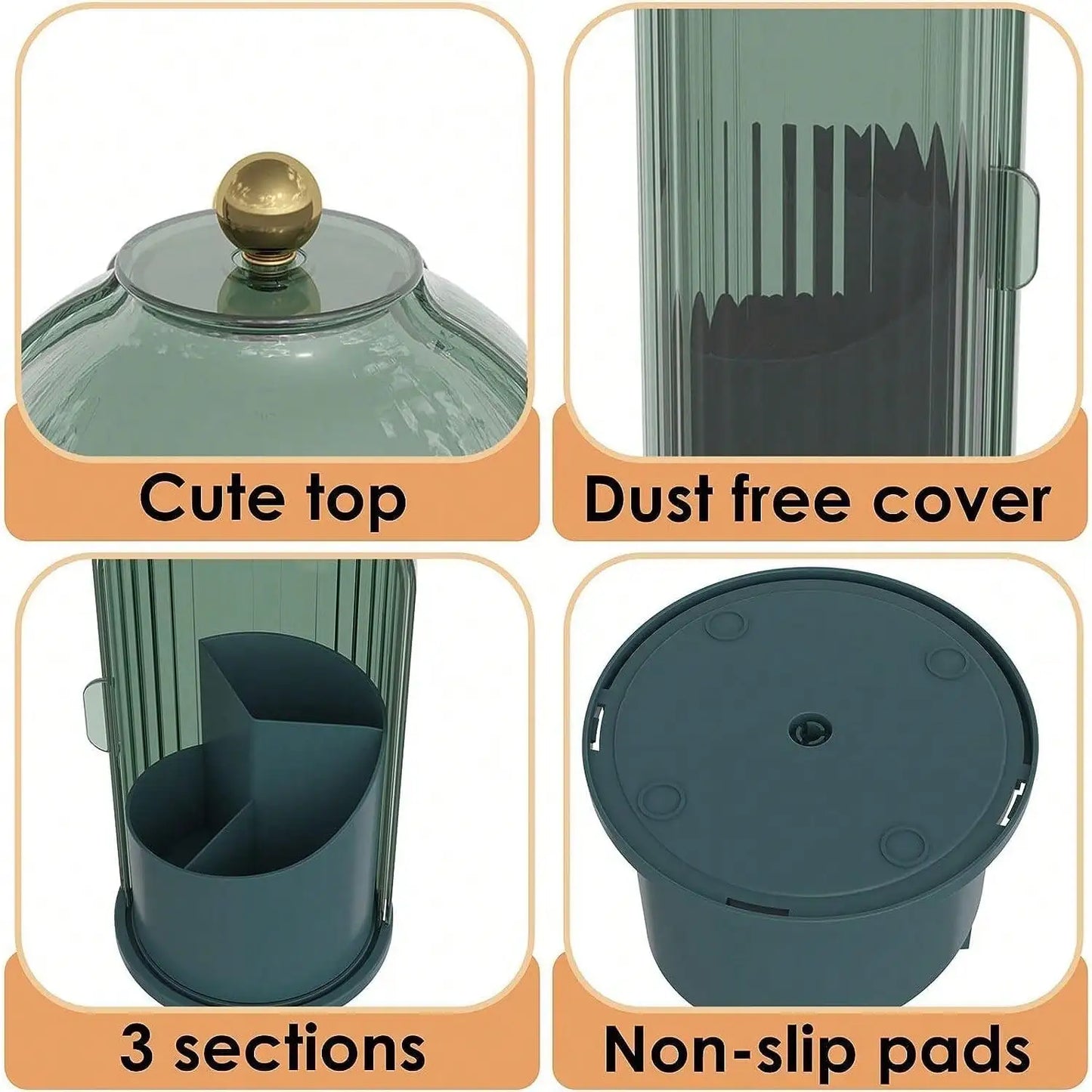 Dustproof Toothbrush Holders with Cover, Rotating Electric Toothbrush and Toothpaste Holder for Bathroom Countertop