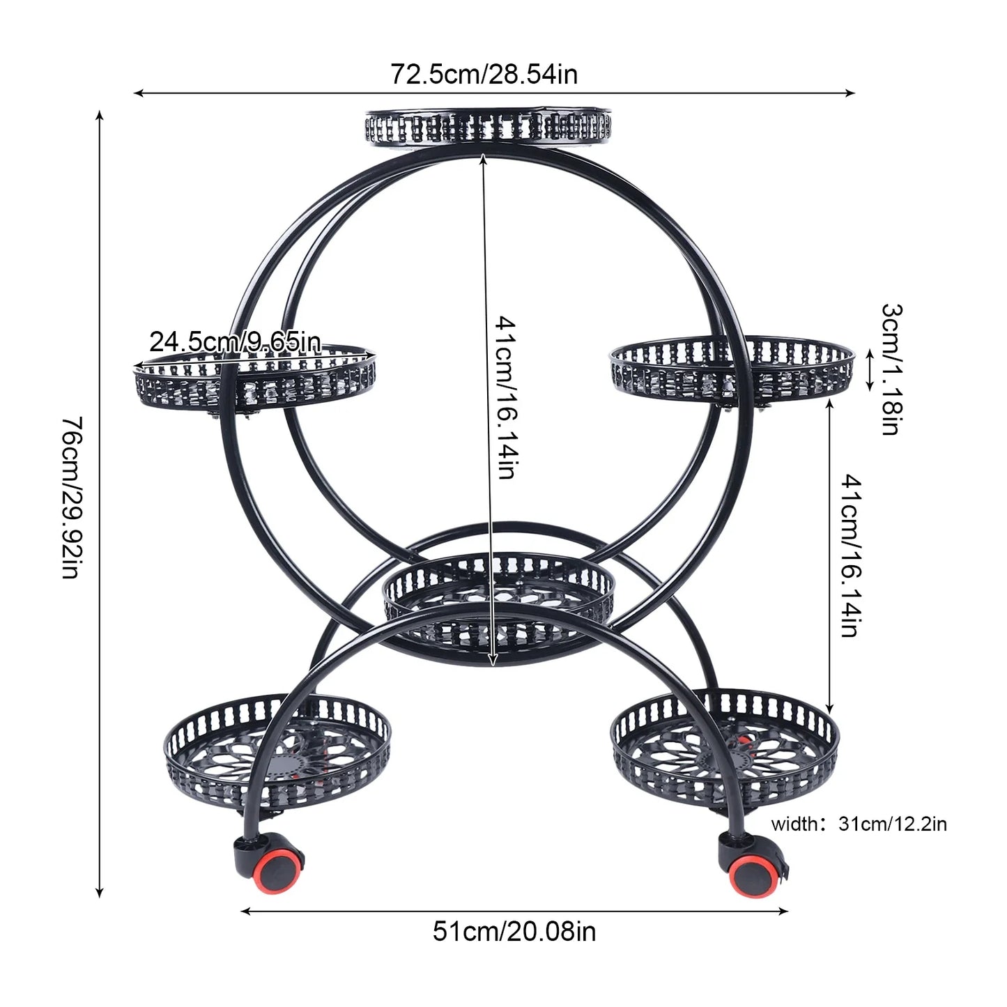Metal Plant Stands 6 Pots Plants Flower Stand for Patio Garden Living Room Corner Balcony Bedroom Black / White