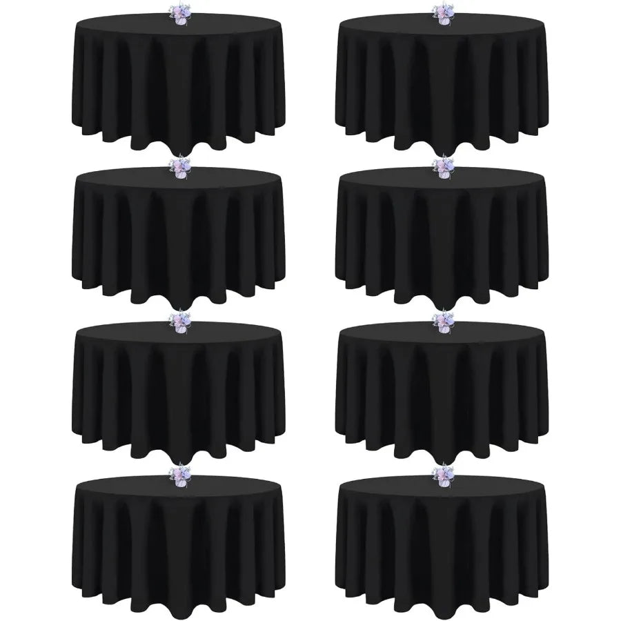 8 Pack Black Round Tablecloths 90 Inch Table Round Table Cloth, Wrinkle Resistant Washable Polyester Fabric Table Cloth Table Co