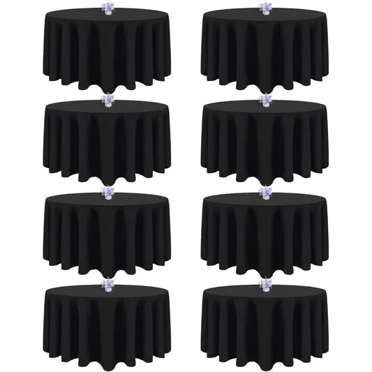 8 Pack Black Round Tablecloths 90 Inch Table Round Table Cloth, Wrinkle Resistant Washable Polyester Fabric Table Cloth Table Co