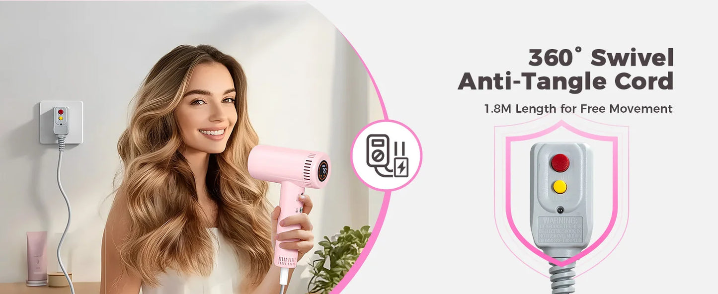 High Speed Rear-intake Hair Dryer 160000RPM Brushless Cold Hot Silent Home Hair Dryer 500 Million Negative Ion Fast Dry Blower