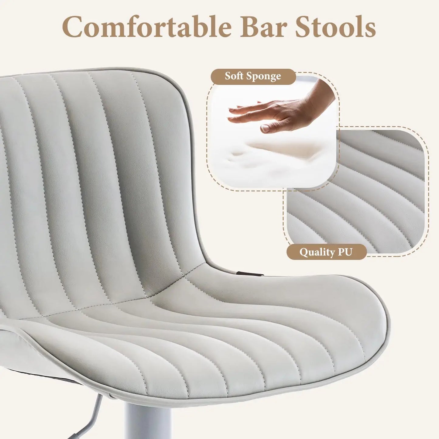 Bar Stools Set of 2, Counter Height Barstools for Kitchen Island, Modern Adjustable Swivel Gray Bar Chairs, Customized