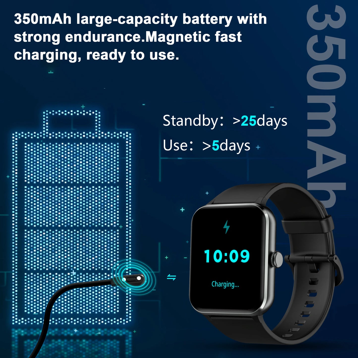 IOWODO R50 Waterproof Smart Watch 1.85'' HD Screen BT Calls SpO2 Heart Rate Monitor Men Women Smartwatch with 100 Workout Modes