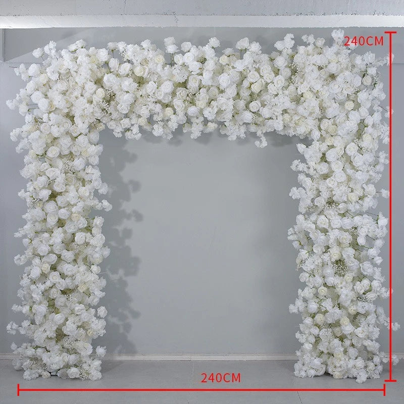 White Artificial Rose Sakura Square Flower Arch Wedding Ceremony Engagement Photo Booth Birthday Party Backdrop Decor Supplies