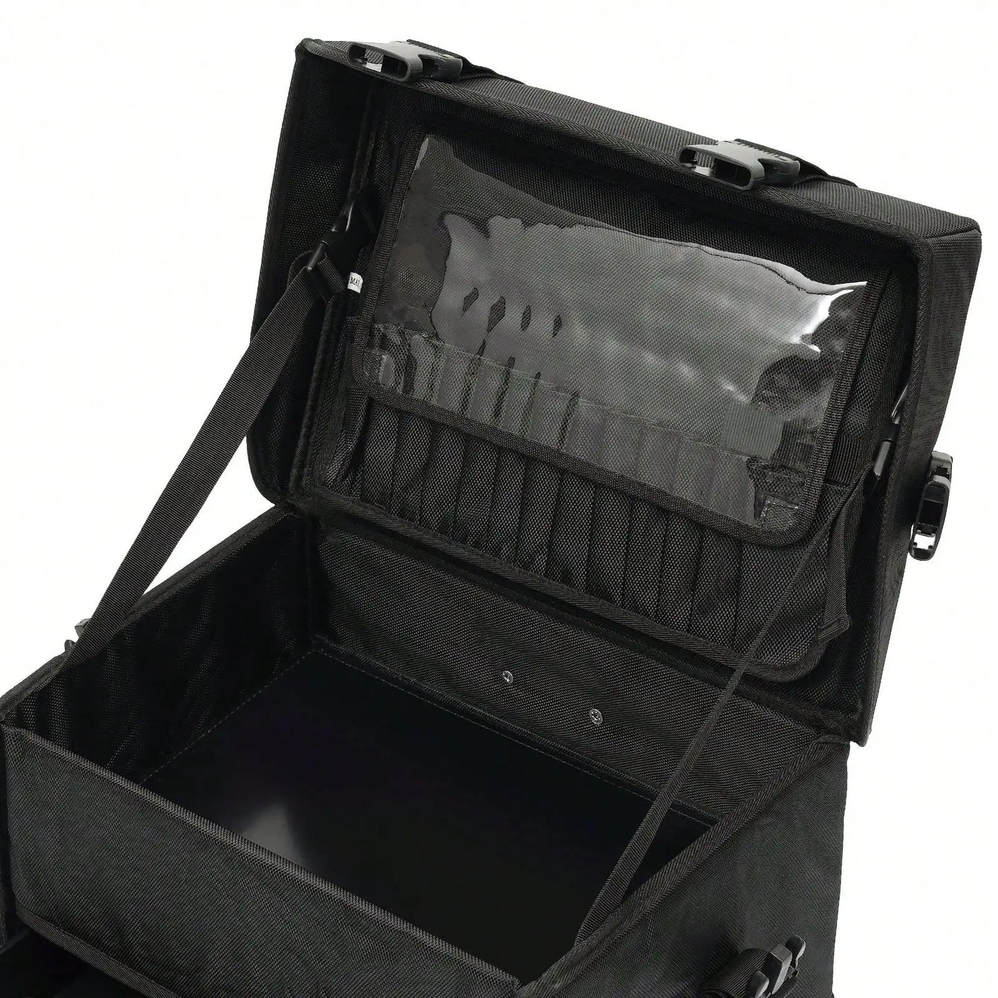 Professional Rolling Makeup Case w/ 8 Removable Drawers & 360° Wheels | Multi-Layer Cosmetic Trolley Black for Bridal MUA Travel