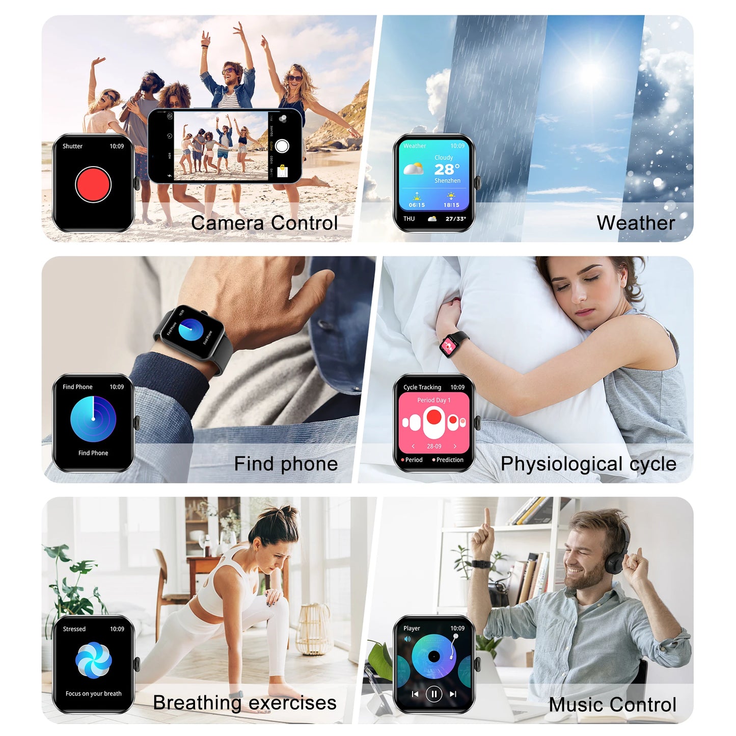 IOWODO R50 Waterproof Smart Watch 1.85'' HD Screen BT Calls SpO2 Heart Rate Monitor Men Women Smartwatch with 100 Workout Modes