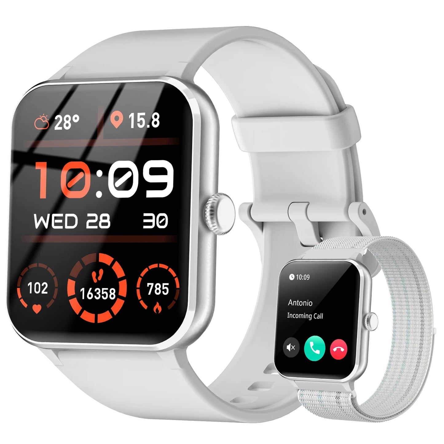 IOWODO R50 Waterproof Smart Watch 1.85'' HD Screen BT Calls SpO2 Heart Rate Monitor Men Women Smartwatch with 100 Workout Modes