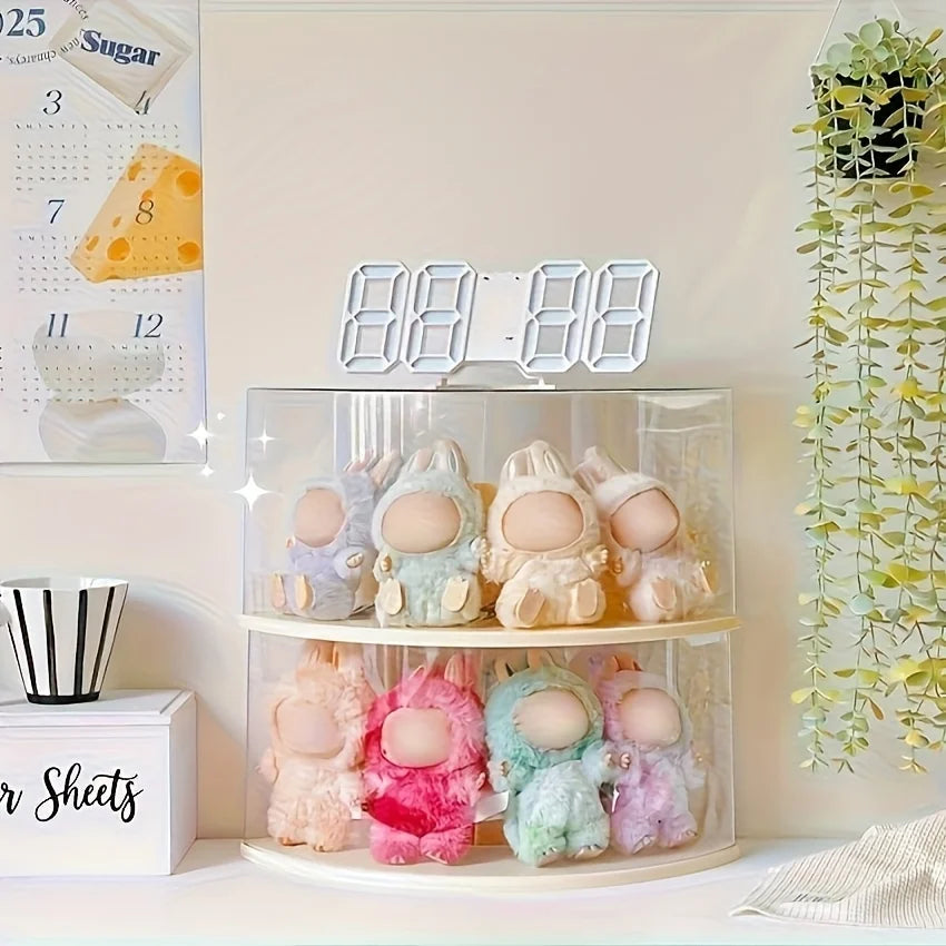 A display cabinet designed for LABUBU, featuring a dust-proof design and a crescent perfect for showcasing LABUBU's collections.