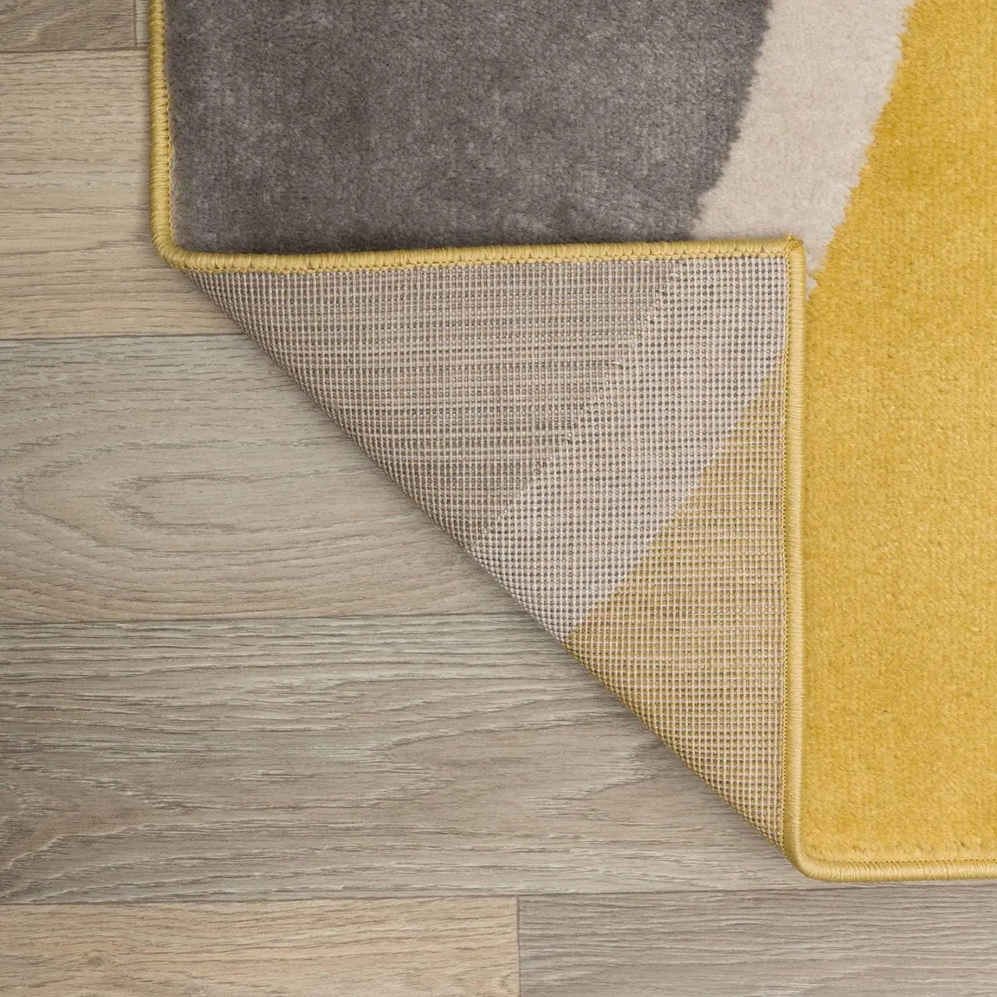 Modern Abstract Circles Area Rug with Jute Backing, Yellow Grey Design for Living Room Bedroom Kitchen Entryway, 3'3" x 5'