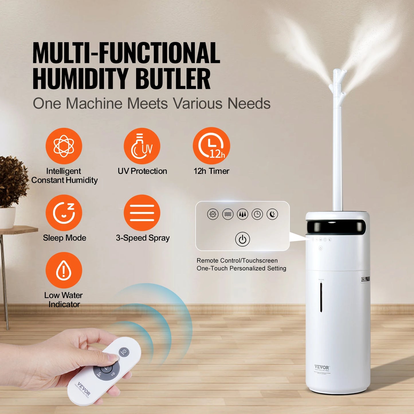 SucceBuy Humidifier for Home Large Room Commercial Humidifier for Whole House 16L Water Tank 12h Timer Auto Shut-Off Greenhouse