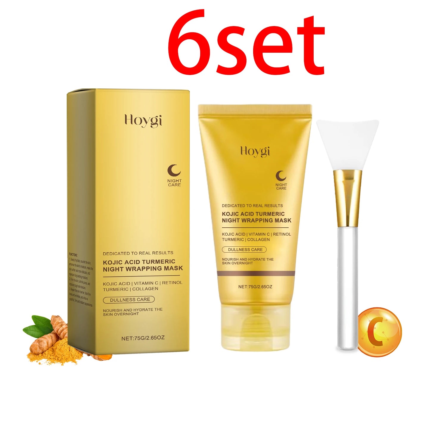 Hoygi Turmeric Face Mask Peel off Mask Wrapping Night Deep Cleansing Pores Oil Control for Brightening Rejevenation Skin Care