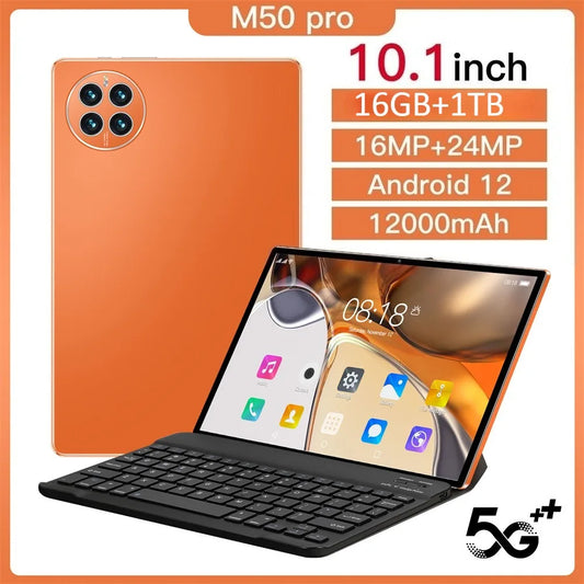 10.1inch Pad M50 Pro Tablet Original Android 12 Tablet 5G Dual SIM 12000mAh Tab PC For Children Kids Gifts With Keyboard Laptop