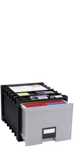 Storex Plastic Archive Storage Drawer with Lock, Letter Size, 18-Inch Drawer, Black (STX61178U01C)