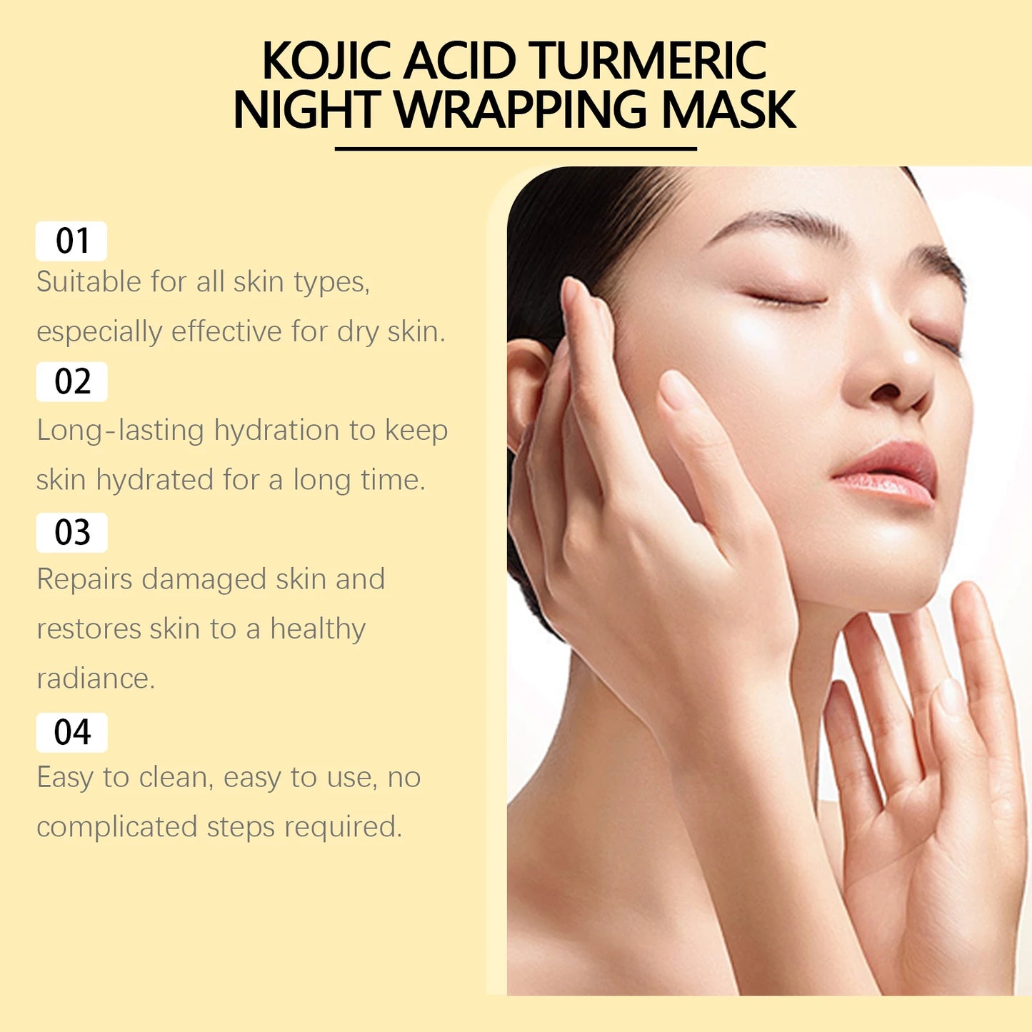 Hoygi Turmeric Face Mask Peel off Mask Wrapping Night Deep Cleansing Pores Oil Control for Brightening Rejevenation Skin Care