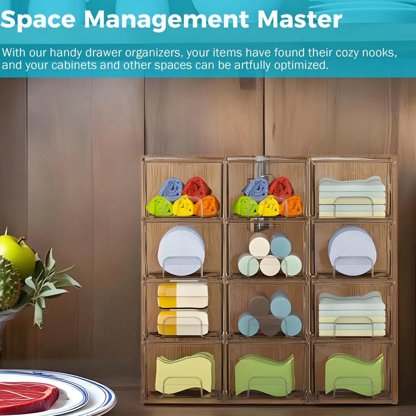 Bathroom Organizers And Storage - Pack Plastic Stackable Storage Drawers/Bins For The Vanity, Under The Sink, Countertop, Kitchen, And Laundry Room. Handy Tool Organizers And Storage For Girls And Women.