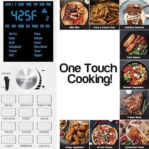 12-in-1 Air Fryer Toaster Oven, 30-QT XL Capacity, 50°-500°F Temperature Control, Adjustable Heaters