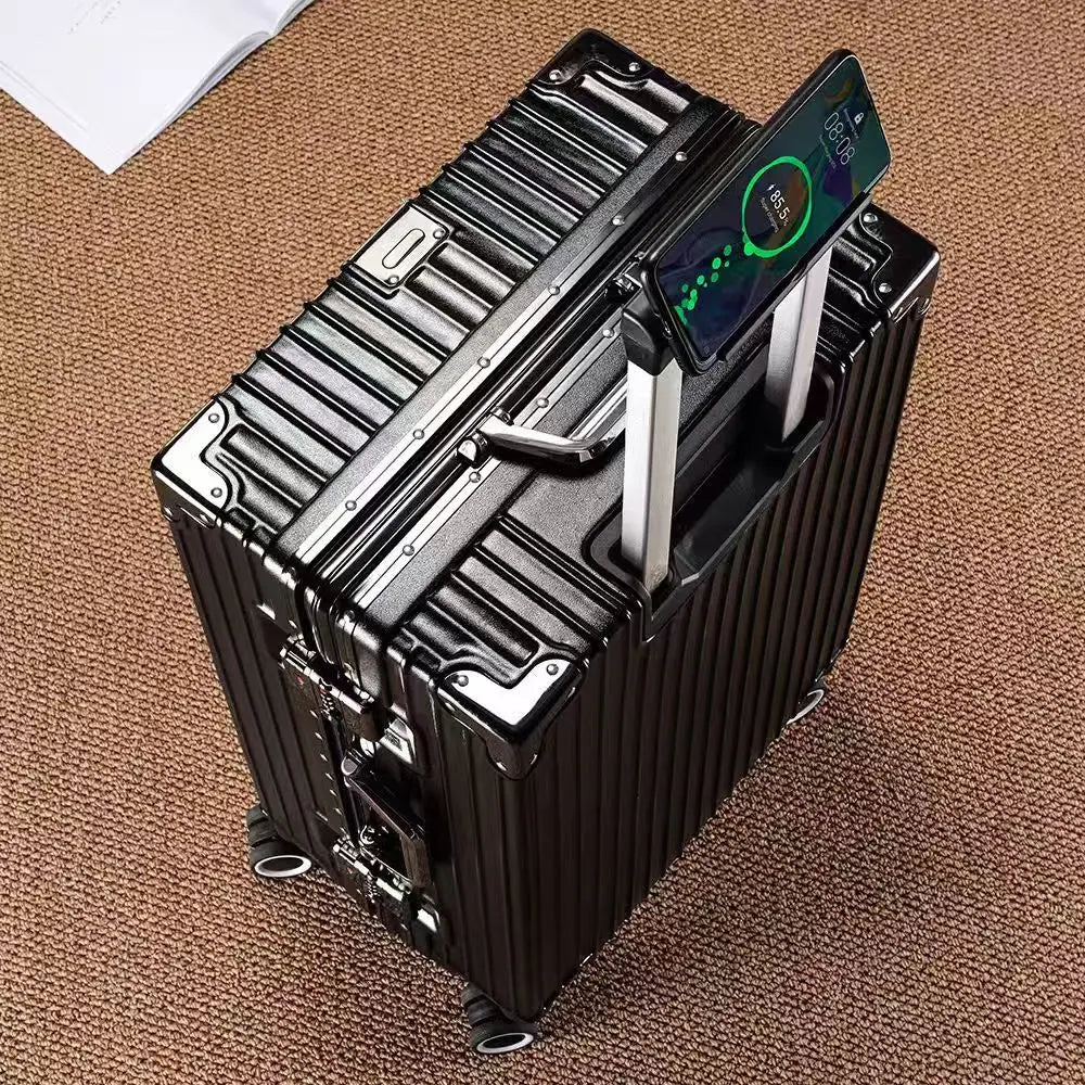 2-Pieces set luggage,20+26 inches in size,a hard-shell suitcase with 108 rivets, , featuring silent all-terrain wheels, a cup holde