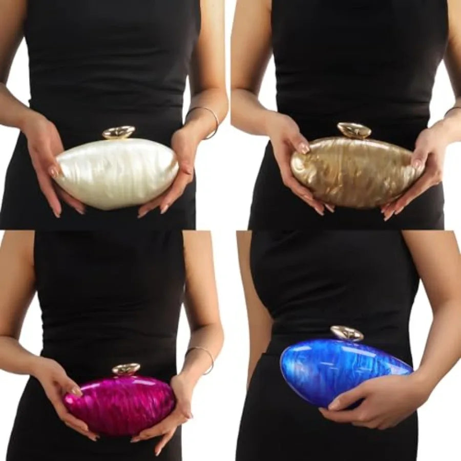 Acrylic Shell Handbag Removable Chain Crossbody Shoulder Evening Bag Clutch Purse for Women Formal Wedding Party Prom