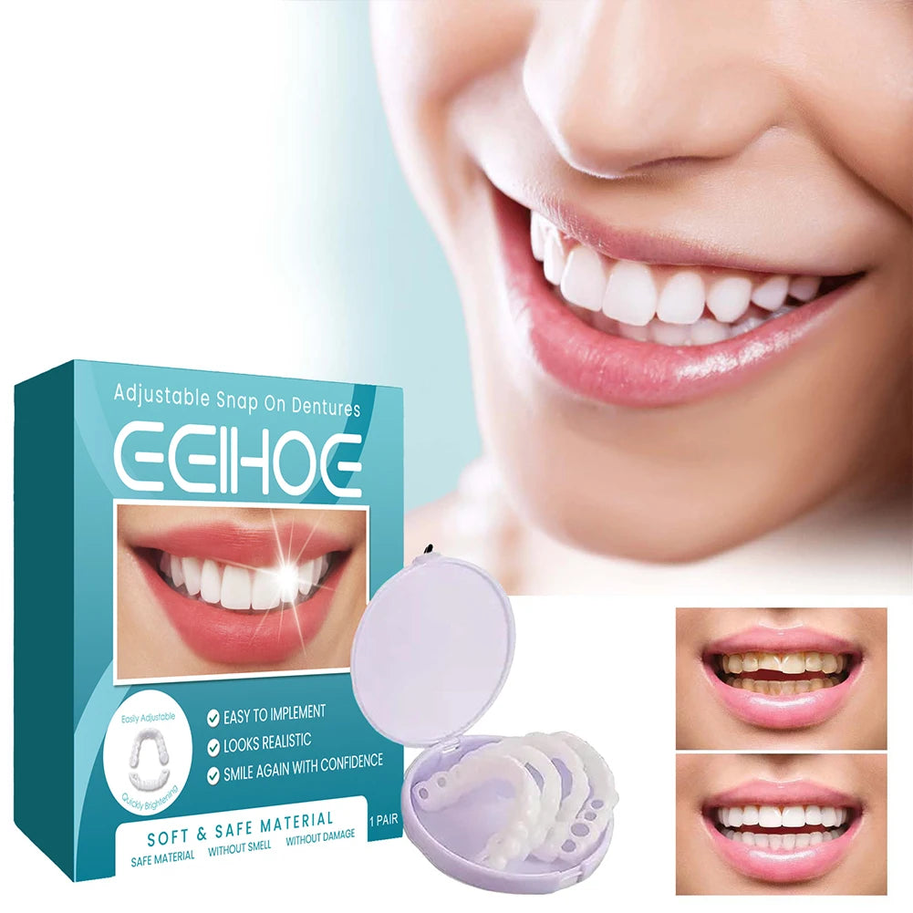 Adjustable Dentures Teeth Veneers Restoration Dentures Decorate  Imitation Tooth Cover Clip in Veneers Teeth for Men Women