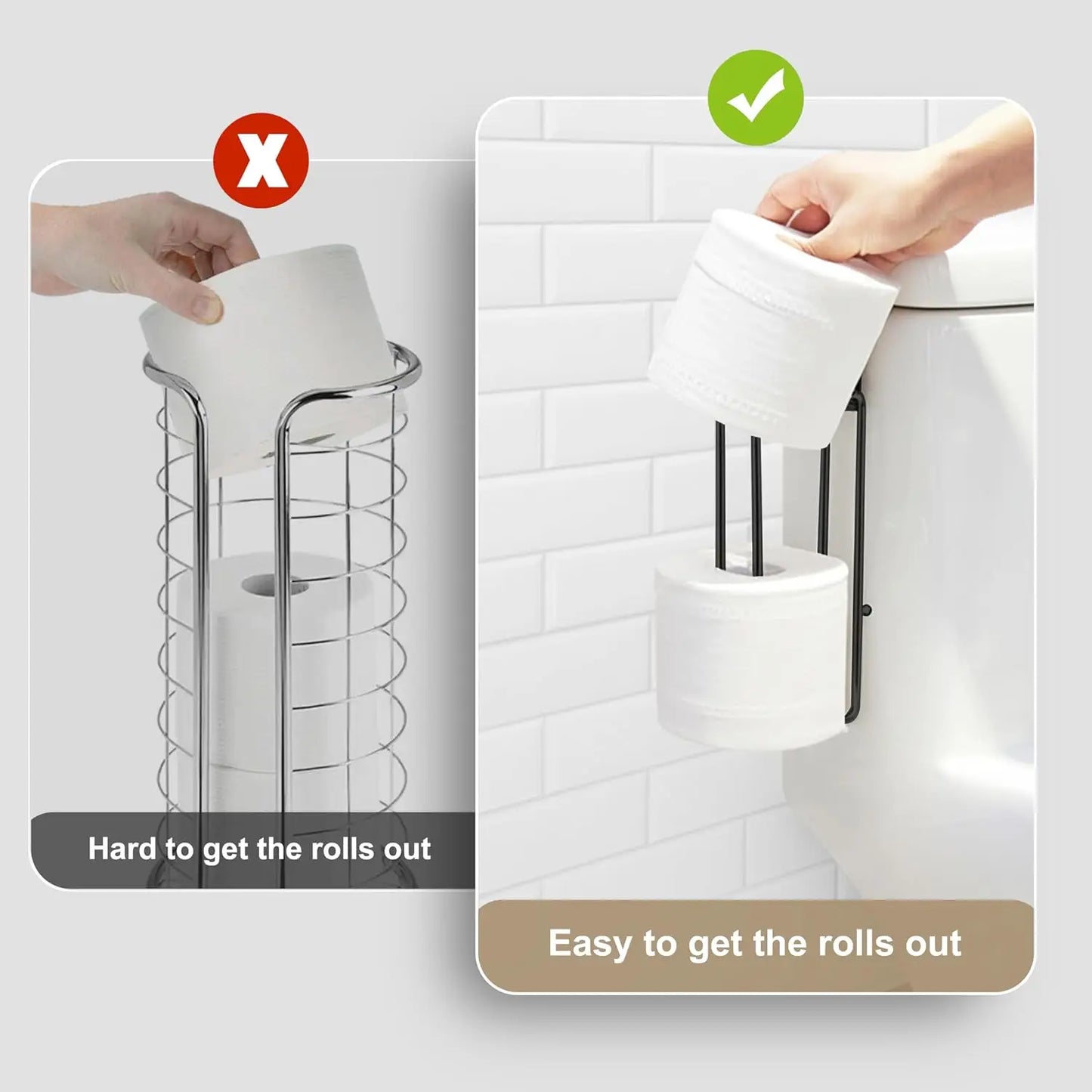 Matte Black Toilet Paper Holder Wall Mount, Holds 2 Rolls, Over Tank Storage, Bathroom Organizer, Space Saving, 1Pc