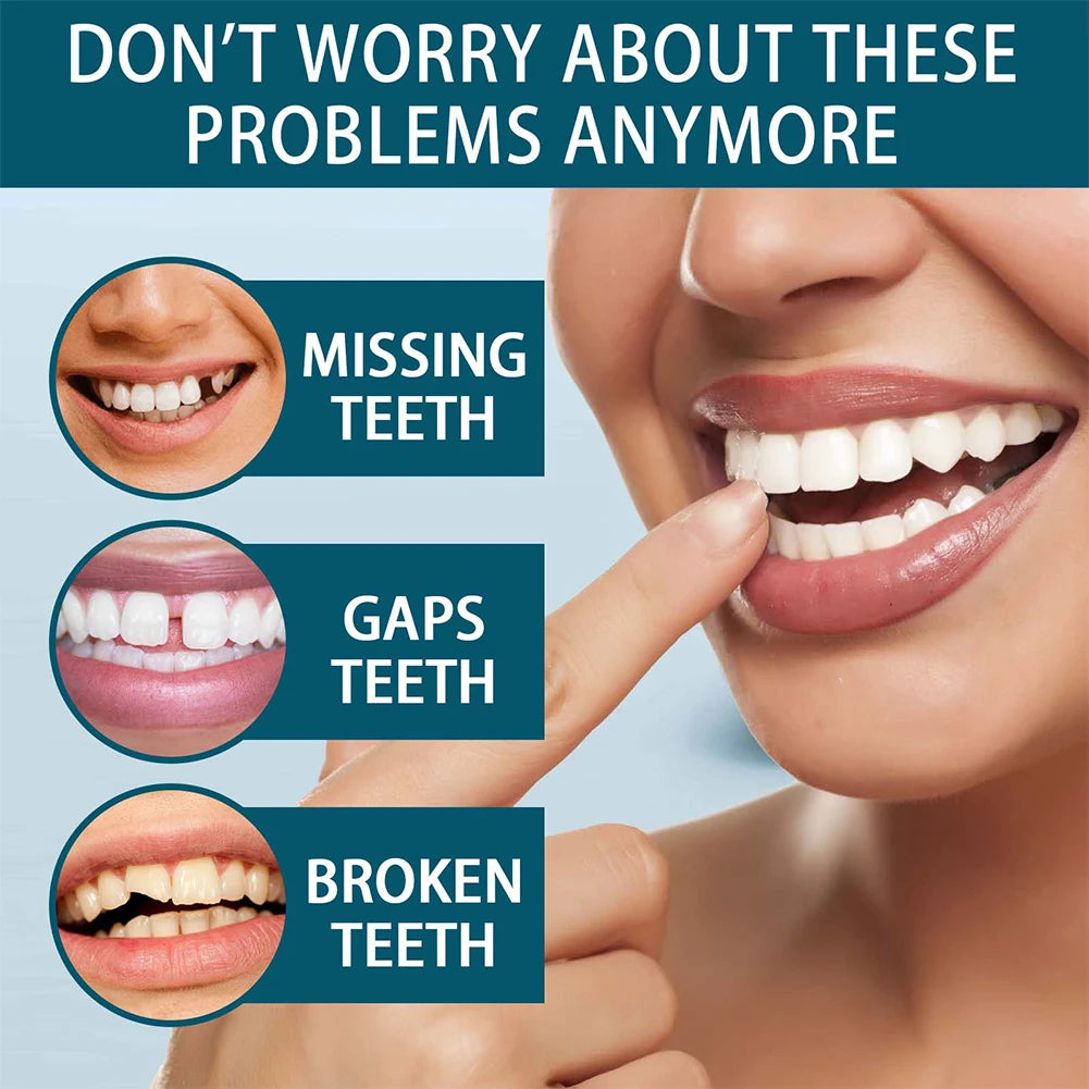 Adjustable Dentures Teeth Veneers Restoration Dentures Decorate  Imitation Tooth Cover Clip in Veneers Teeth for Men Women