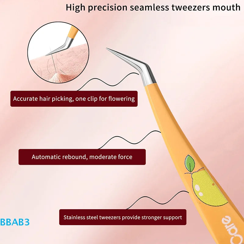 【B】False Eyelash Tweezers Lash Extension Stainless Steel Scrapbook Sticker Tape Picking Straight Head Elbow Tweezers DIY Crafts