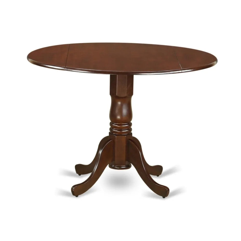 5 Piece Modern Dining Table Set Includes a Round Wooden Table with Dropleaf and 4 Faux Leather Upholstered Dining