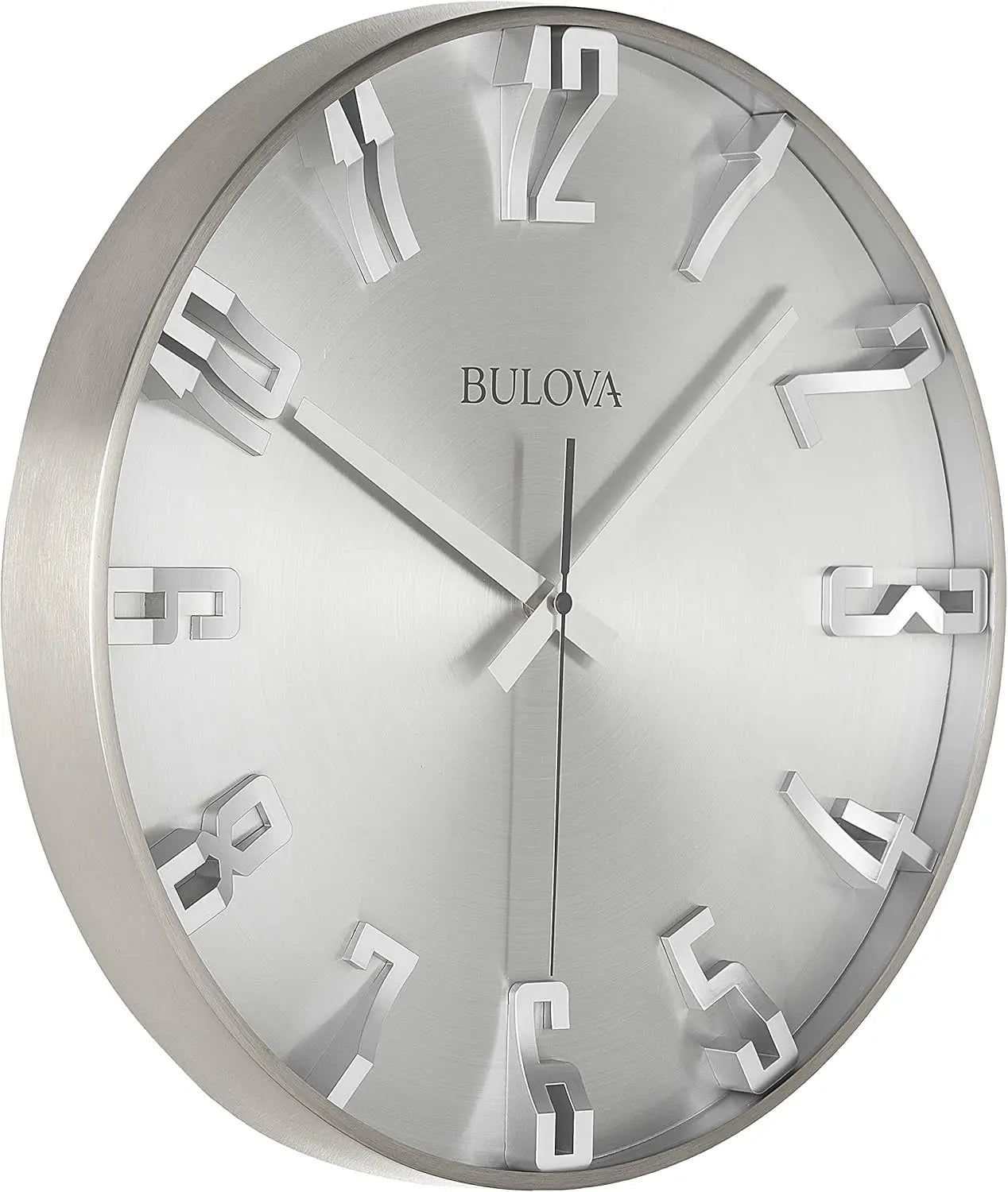 Elegant Silent Sweep Wall Clock with Raised Numerals and Glass Lens, Battery Operated