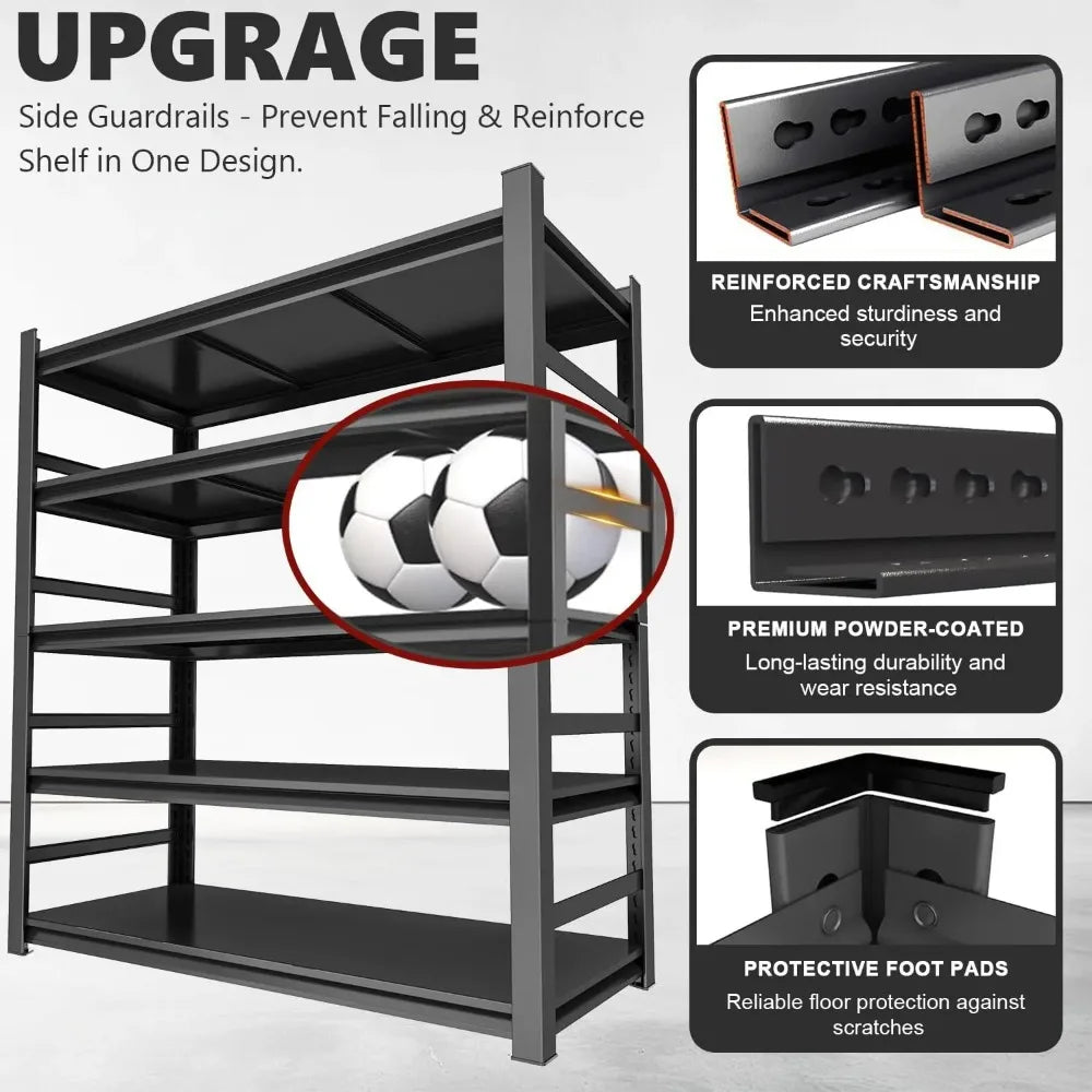 48" W Garage Shelving Heavy Duty Metal Shelves 5 Tier Adjustable Shelf Unit 3000 lbs Capacity Storage Stand, Customized