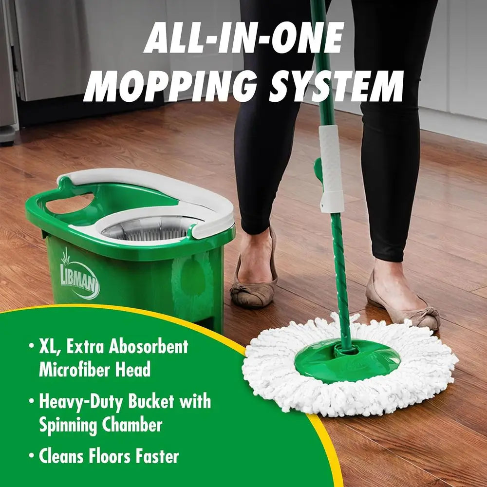 Tornado Spin Mop System, Mop and Bucket with Wringer Set, Hardwood Floor Cleaning, 2 Total Included