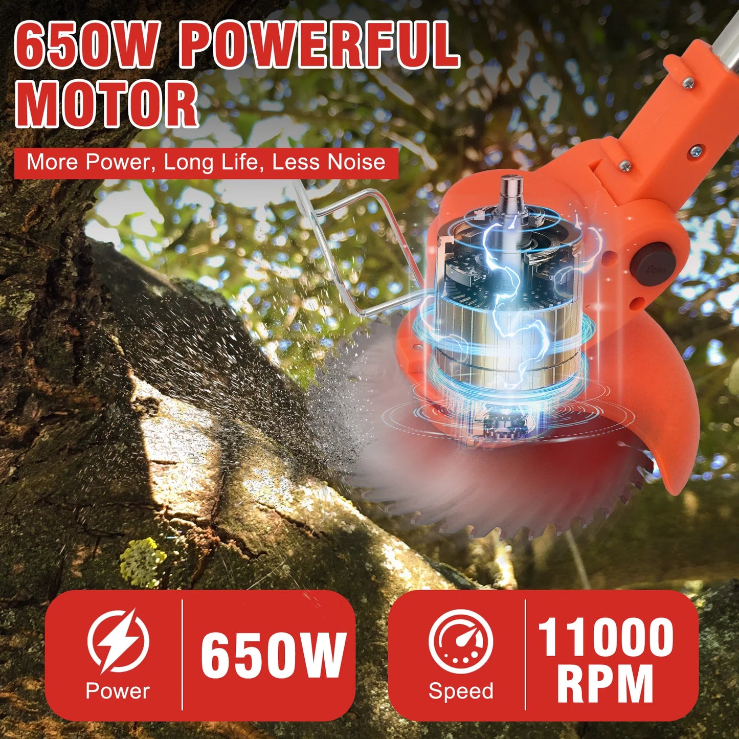 21V Electric Lawn Mower Cordless Grass Trimmer Garden Strimmers 3-in-1 Fodable 2x2.0Ah Batteries Power Tool for Lawn Garden Yard