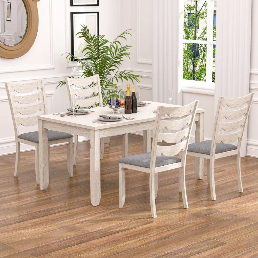 Classic Solid Wooden Dining Table and 6 Chairs Set Kitchen Home for Dining Room