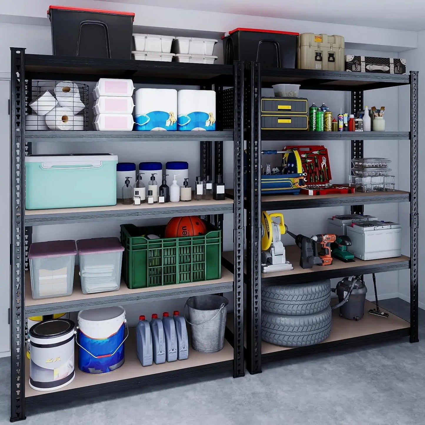 78'' H Heavy Duty Garage Storage Shelves 2200 LBS Metal Shelving Units Adjustable Storage Rack for Basement Warehouse Pantry Clo
