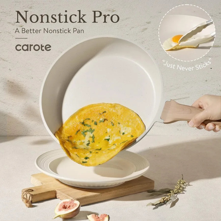 ICE 35pcs Pots and Pans Set Nonstick Cookware Sets White Granite Induction Cookware with Kitchen Knife Set