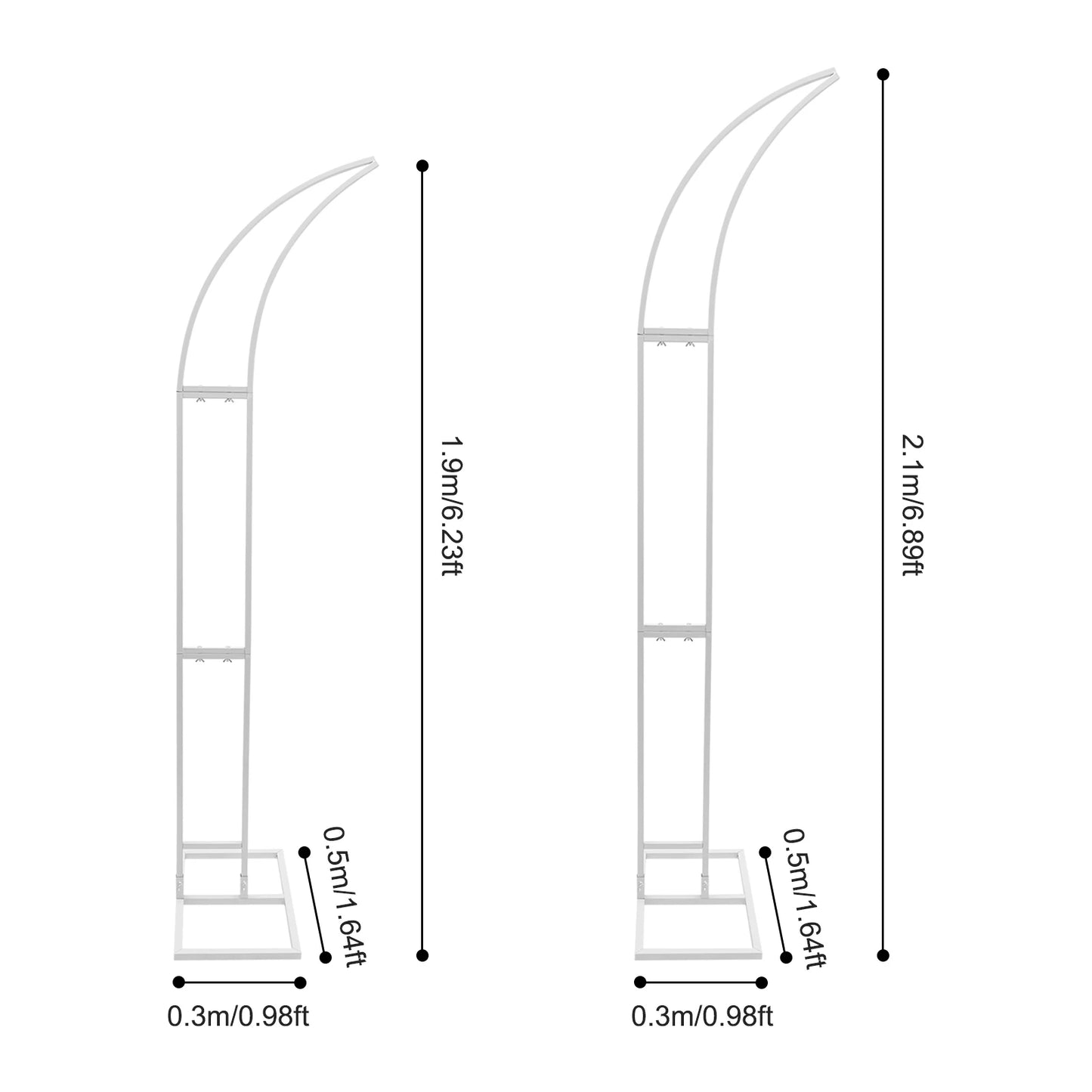 2.1m 2PCS White/Gold Wedding Arched Bracket Curved Backdrop Stand for Ceremony Party Wedding