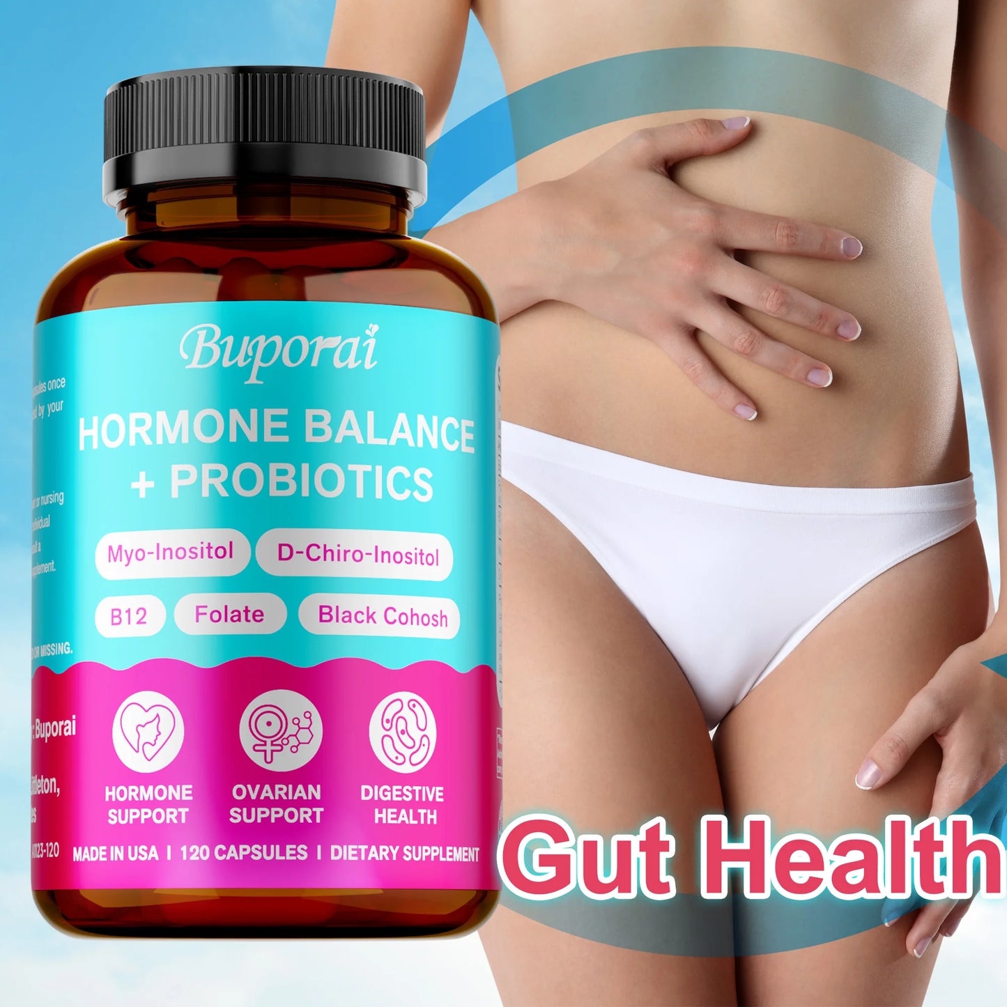 Hormone Balance + Probiotics - Relieve Menopausal Discomfort, Control Weight, Support Ovarian Function - 120 Capsules