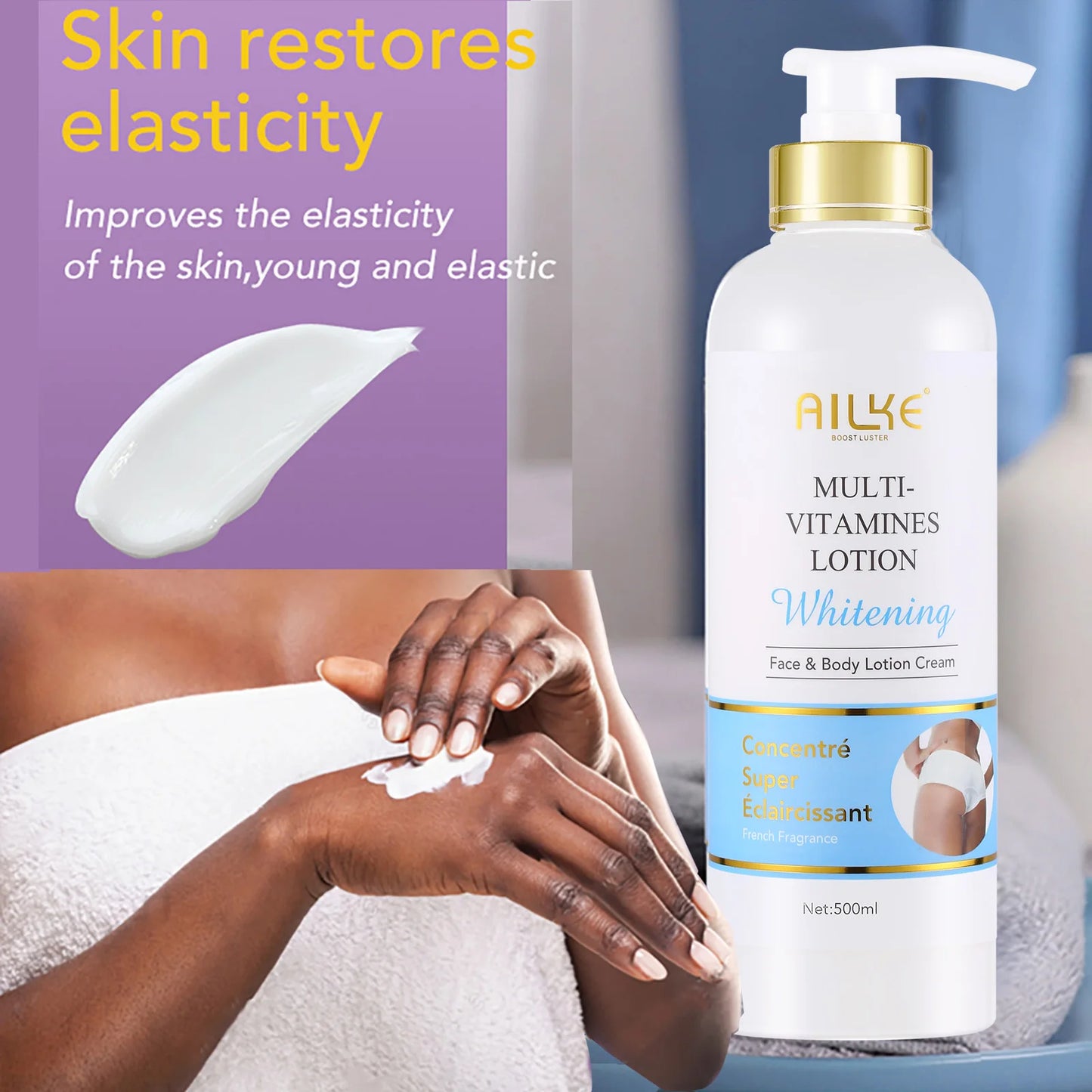 AILKE Natural Multi-Vitamin Lightening Skin Care Kit, Moisturize, Even Toning, Remove Dark and White Spots, Clean & Smooth Skin