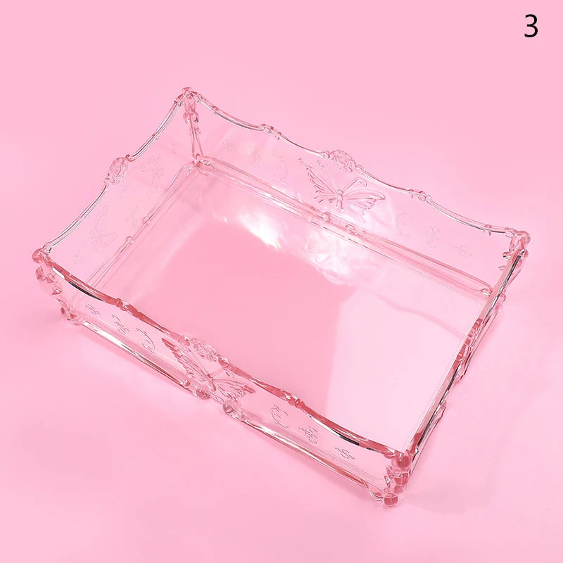 Cotton Pad Nails Storage Box Butterfly Transparent Pink Design Napkins Container Brush Organizer Makeup Case Nail Art Tools