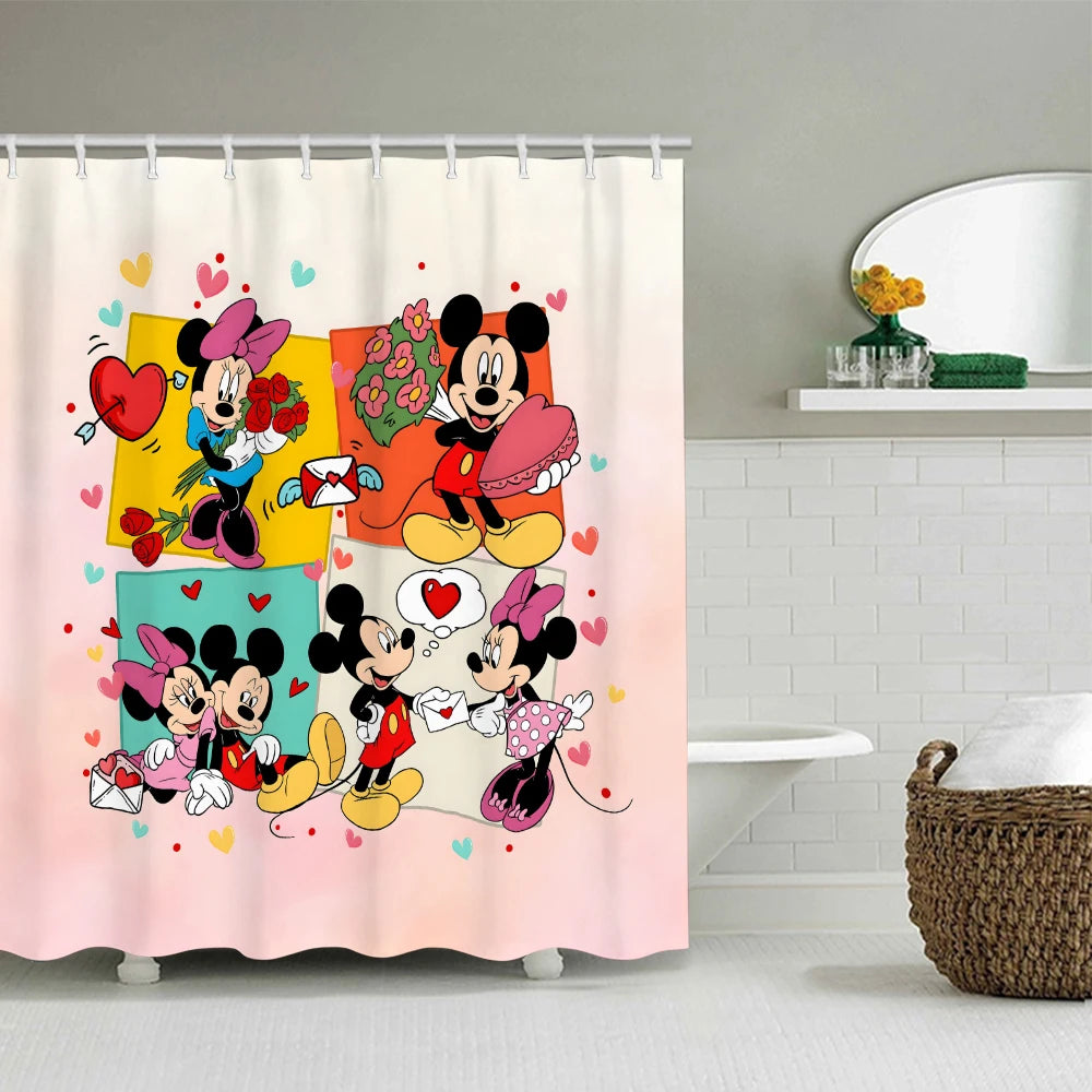Disney Mickey Mouse Bathroom Four-piece Set - Avant-garde Waterproof Shower Curtain, creating a complete bathroom kit
