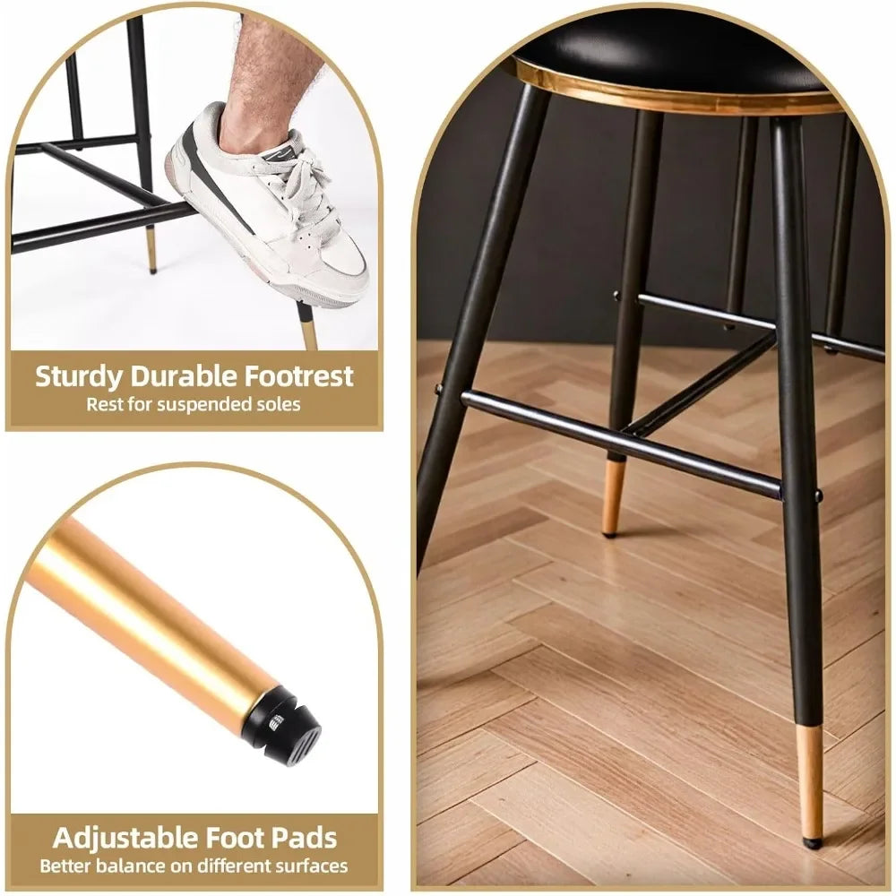 Bar stool set, 2 26 inch counter height bar stools with backrests, equipped with bar chairs for kitchen and family coffee bars