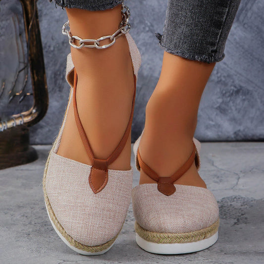 Wedge Heel Colored Casual Sandals Shoes For Women Elegant Round Toe Thick Sole Summer Sandals Foreign Trade Plus Size 2024