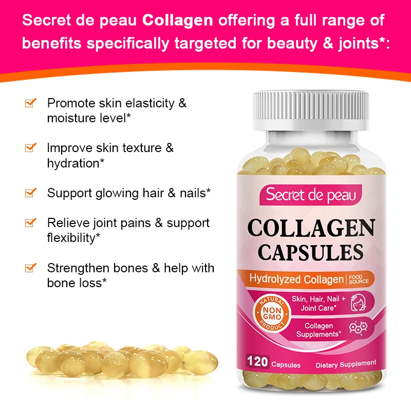 BBEEAAUU Collagen Capsules Whitening Skin Care Anti-aging Products Beauty White Collagen Glow Supplement 60 Capsules