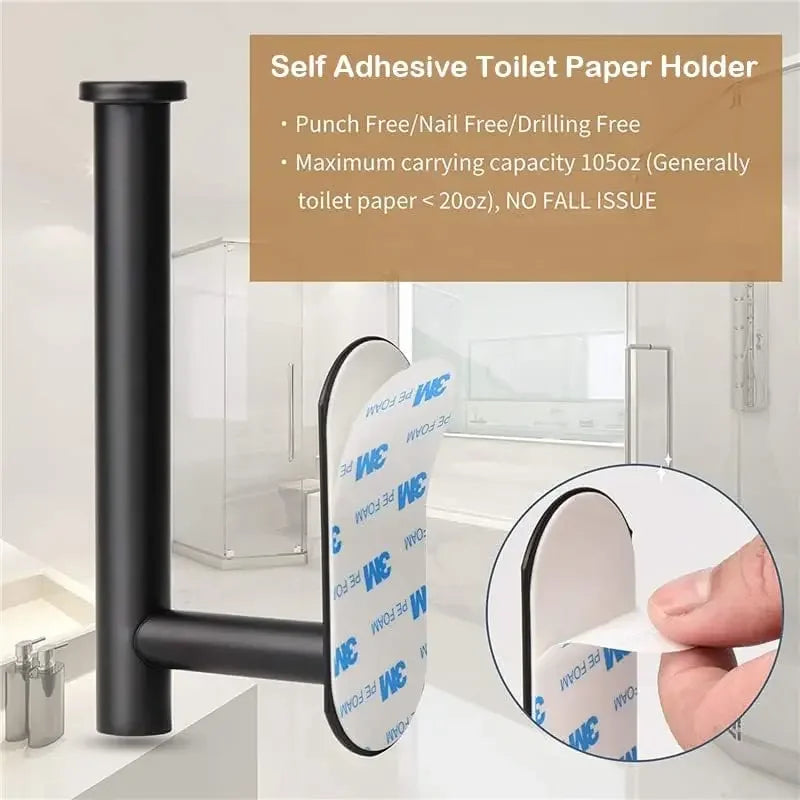 Toilet Paper Holder Wall Mount for Bathroom, SUS 304 Stainless Steel Command Strip Toilet Paper Roll Holder Stick On Wall