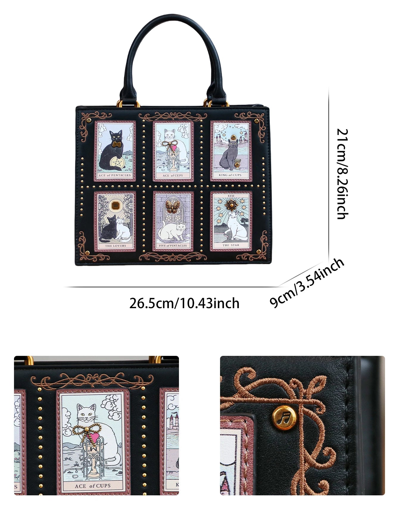 2026 High-end fashion summer new handbag female bag niche design Tarot tile tote bag large capacity Y2K cute cat bag strange win