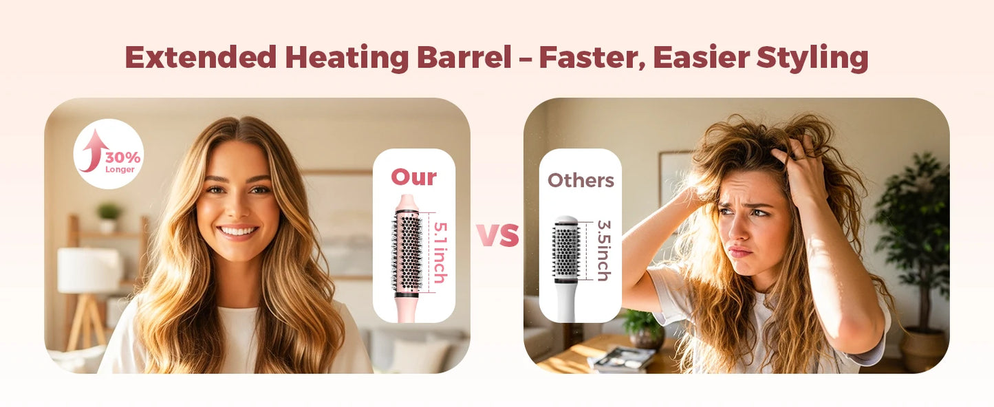 Hair Curler Ceramic Straightener Curling Hair Styling Brush Anti-Scald Thermal Brush Curl Wand Volumizing Brush Styler 100-220V