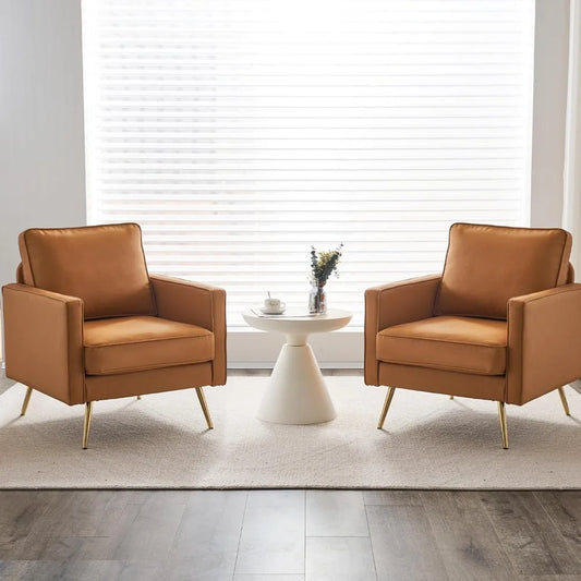 A set of two living room chairs, PU leather decorative chairs, medieval modern with armrests and soft cushions, sofa chairs