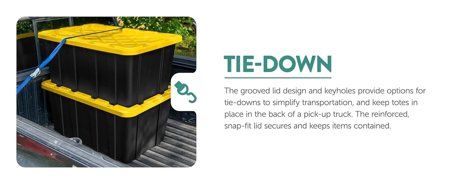 8-Pack Industrial Tote, Plastic Storage Container Bins with Lids, 38 Gallon - Heavy-Duty Organizing Containers for Closet, Bathr