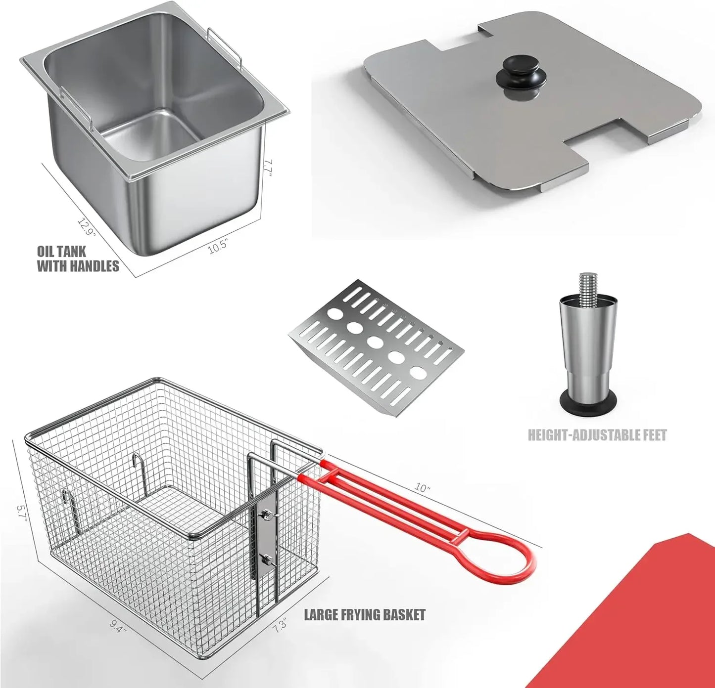 Deep fryers Commercial Deep Fryer 12L x 2 Large Dual Tank Electric Countertop Fryer for Restaurant with 2 Frying Baskets